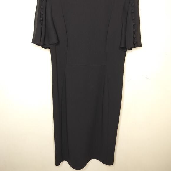 Calvin Klein Black Chiffon Sleeve Dress Sheath - Picture 4 of 11